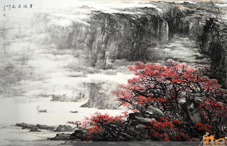 宛建国国画山水作品