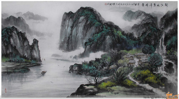 宛建国国画山水作品