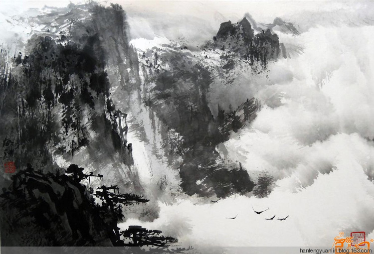 宛建国国画山水作品