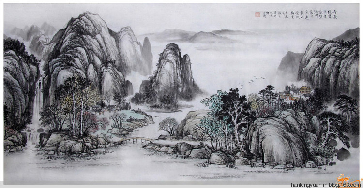 宛建国国画山水作品