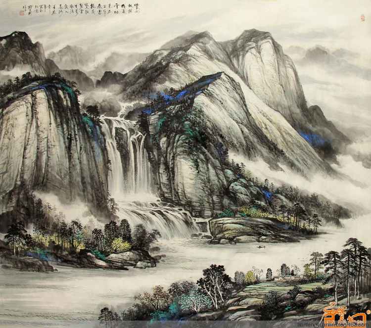 宛建国国画山水作品