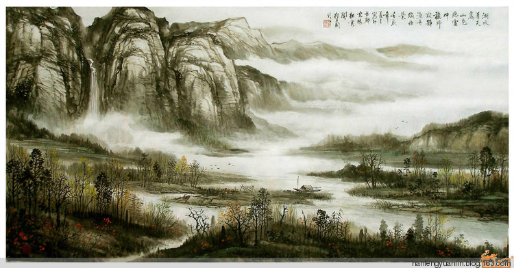 宛建国国画山水作品