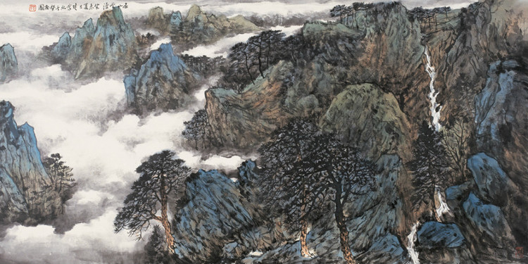 方楚乔国画山水作品