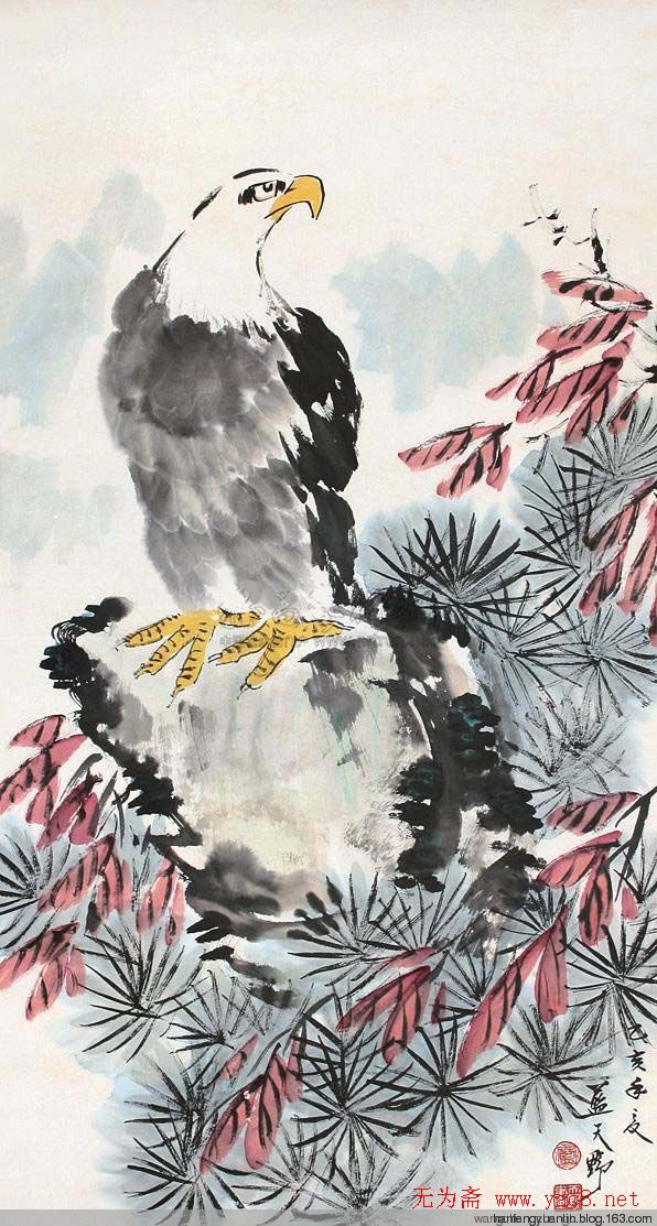 蓝天野国画花鸟作品