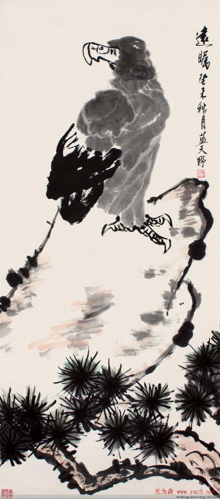 蓝天野国画花鸟作品