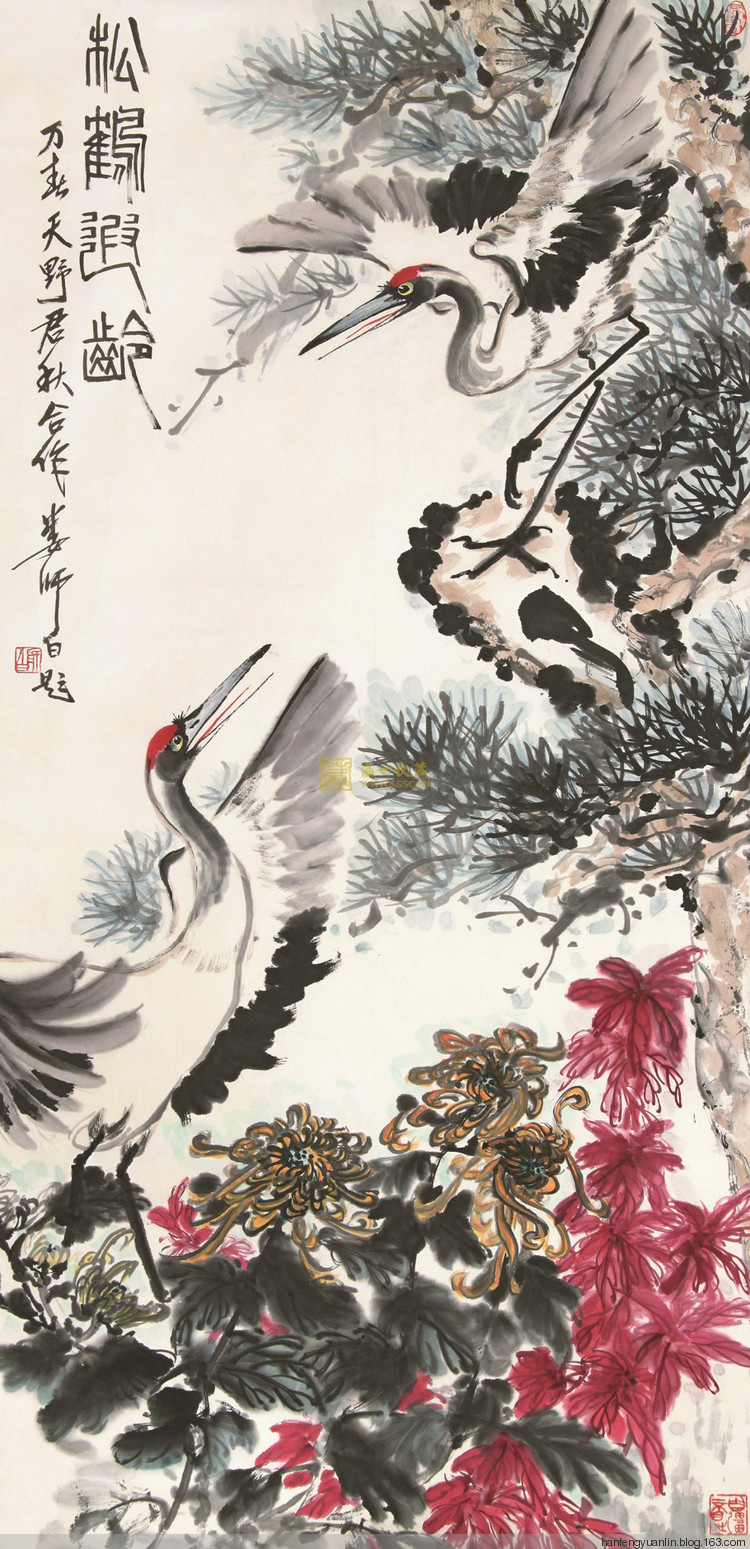 蓝天野国画花鸟作品