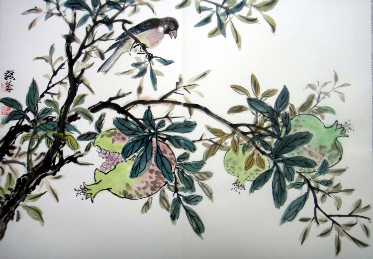 柳毅成国画花鸟作品