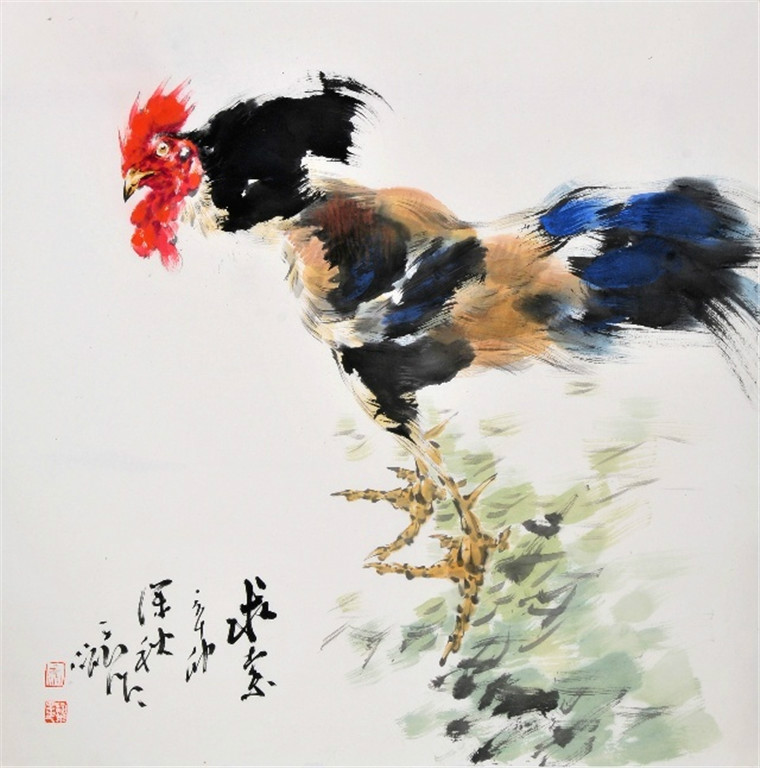 王子洲画鸡作品