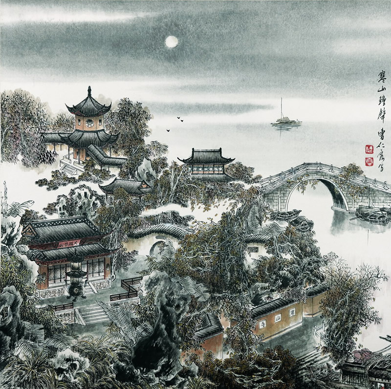 曹仁容国画作品:苏州园林名胜图