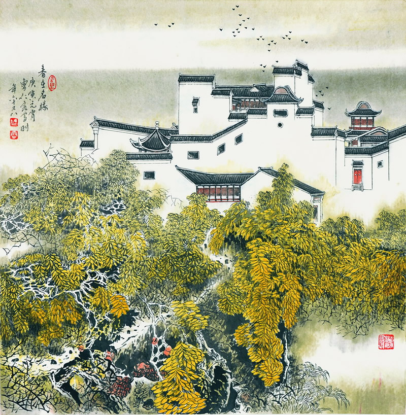 曹仁容国画作品:苏州园林名胜图