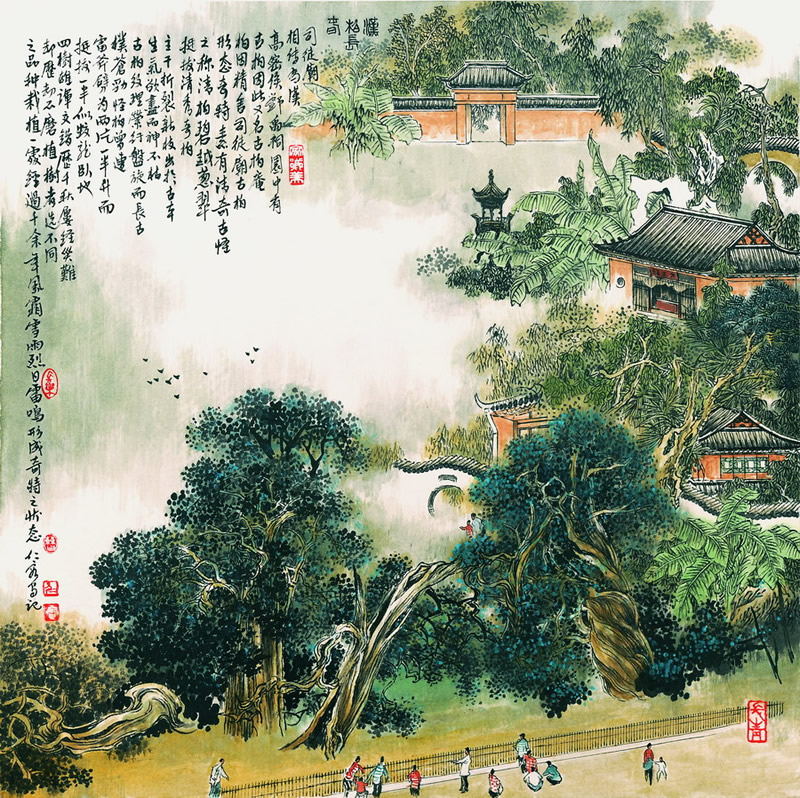 曹仁容国画作品:苏州园林名胜图