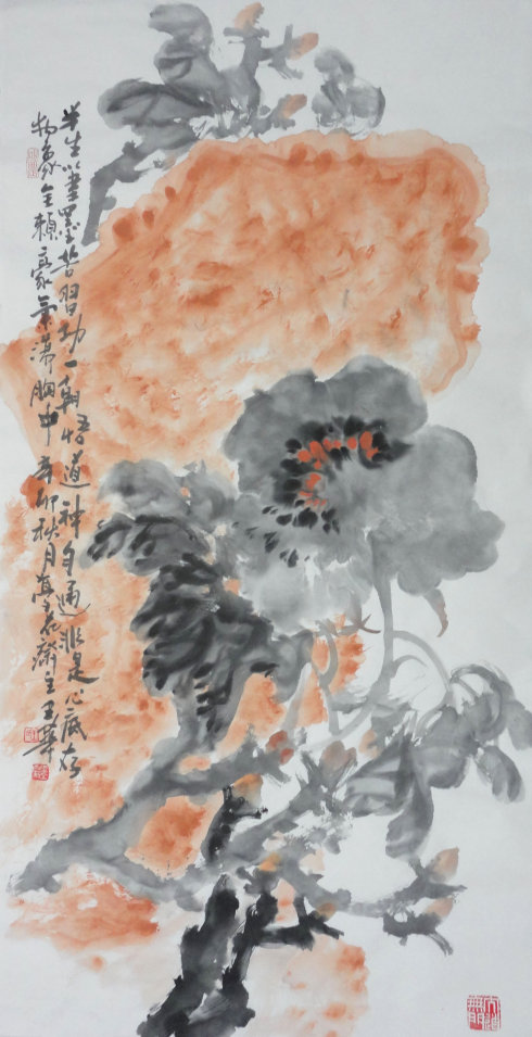王华国画牡丹作品