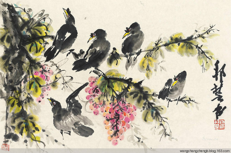 梁邦楚国画花鸟作品