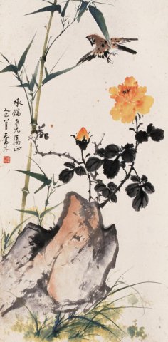 乔木国画花鸟作品