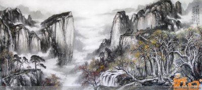 宛建国国画山水作品