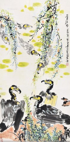 梁邦楚国画花鸟作品
