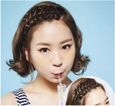 刘海编辫子发型图解 少女风刘海编发美到炸!