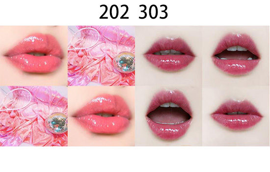 欧莱雅唇釉202试色 显嫩珊瑚粉玻璃唇