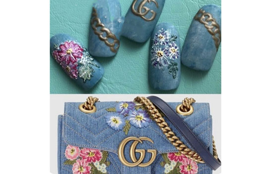 gucci风美甲​ 来一波不一样的圣诞美甲
