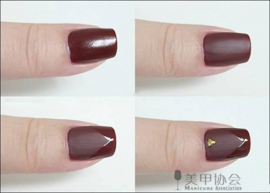 磨砂美甲图片 酒红磨砂亮油款