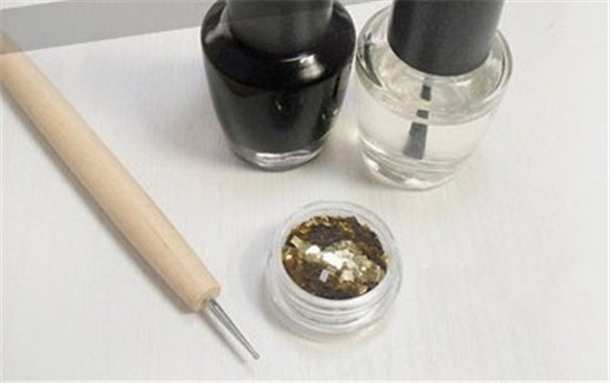 金箔格子美甲教程 在家随意DIY