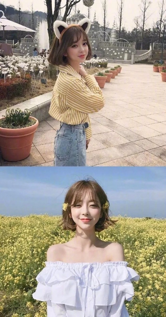 亚麻棕女生短发图片 你还不快看过来