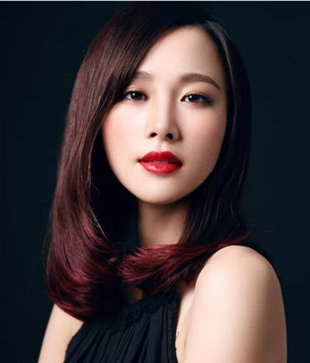 酒红色发色 酒红色发型图片女