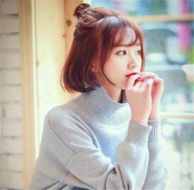 齐肩短发半丸子头扎法