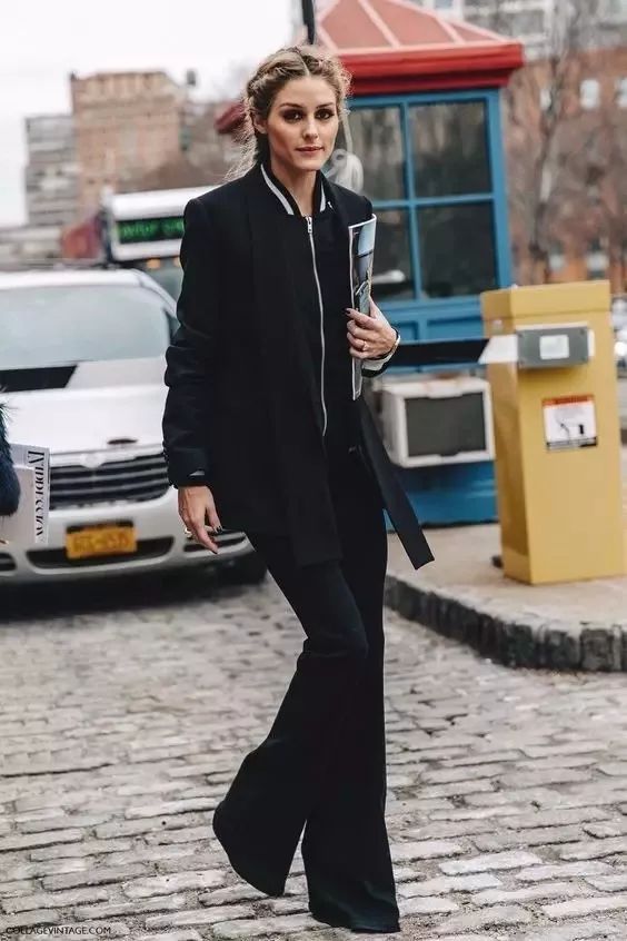 阔腿裤与大衣搭配图片