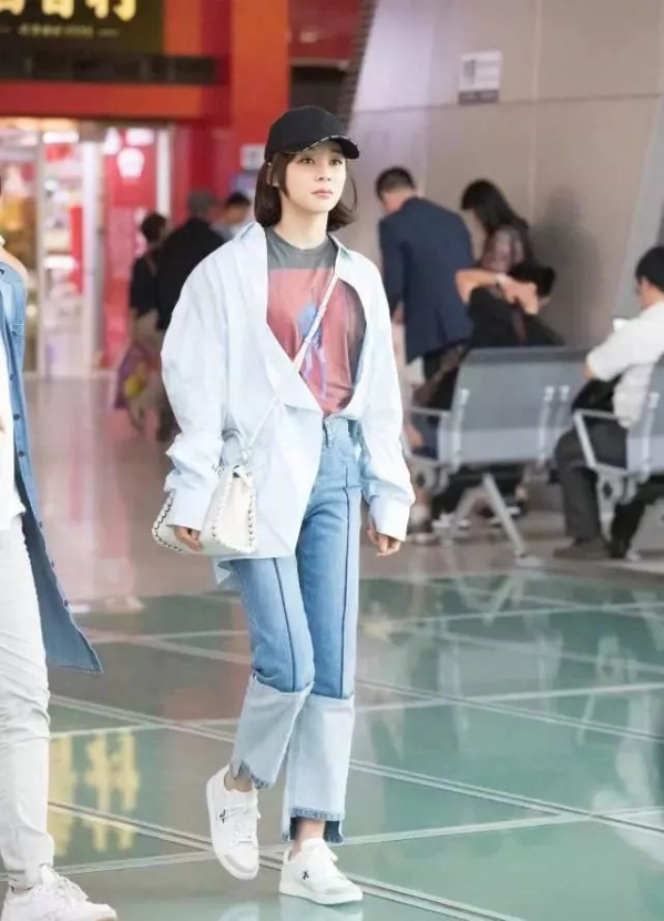 拼接牛仔裤女