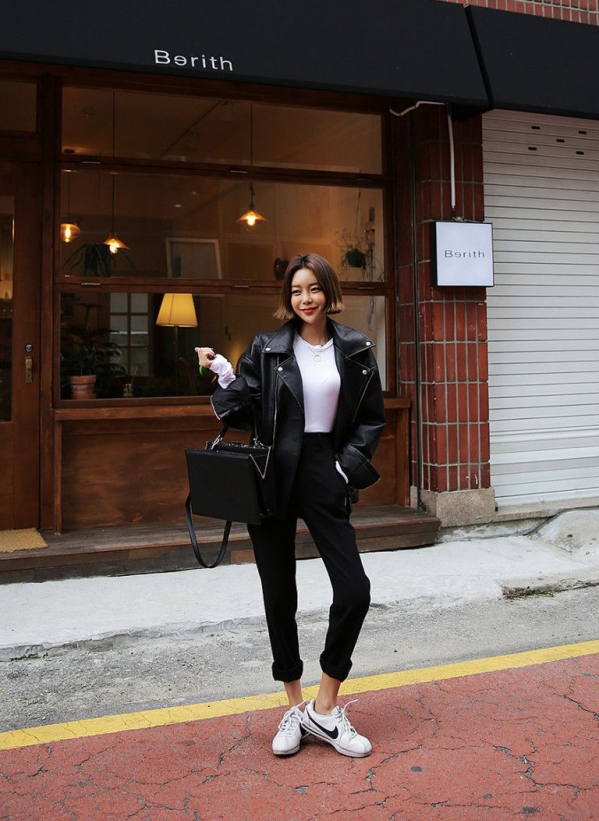 宽松皮衣的搭配图片女 宽松皮衣怎么搭配