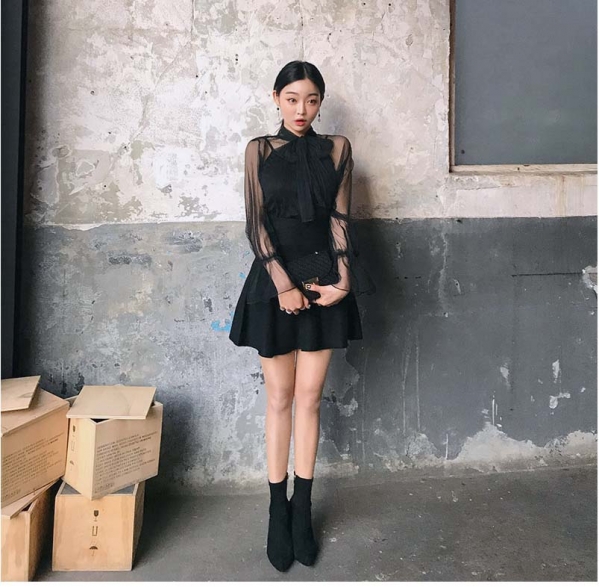 网纱透视上衣 薄纱透视上衣
