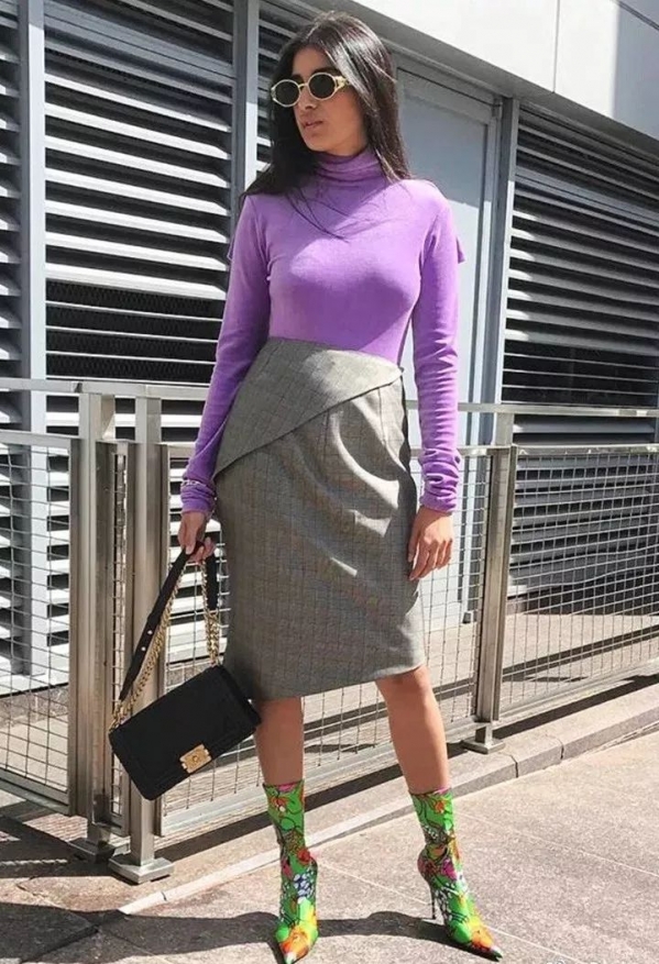 春季紫色服装搭配图片