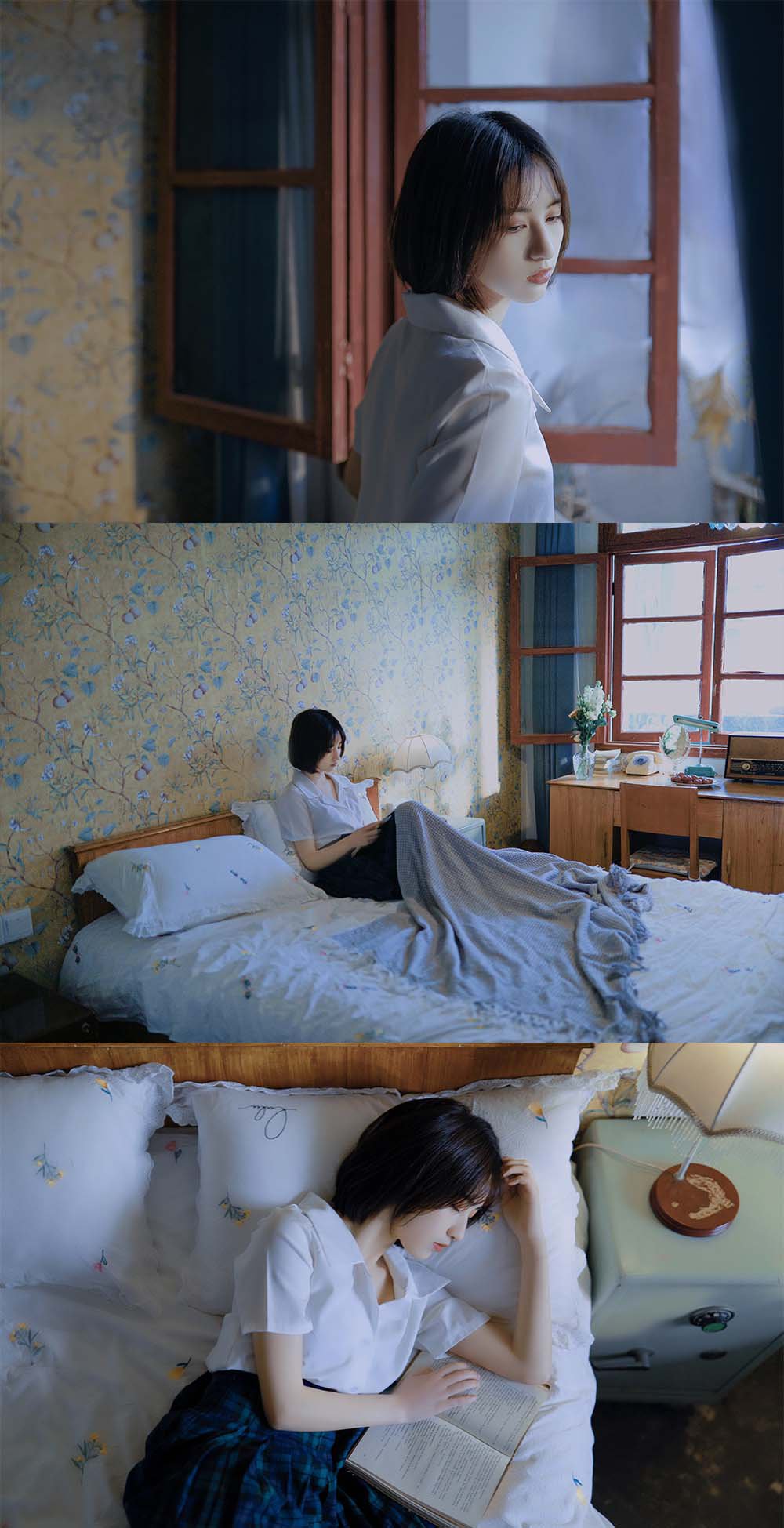 短发清纯美女清冷居家写真图片