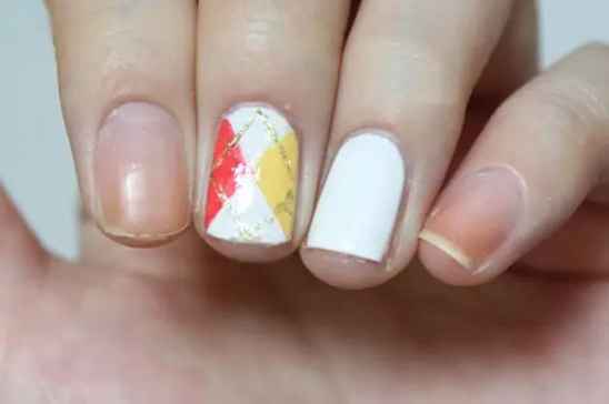 格子美甲图片