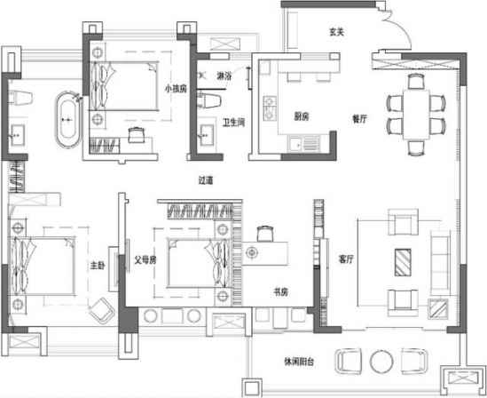 140平米房子装修效果图 140㎡现代中式装修设计